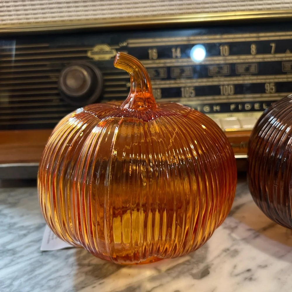 ✨NEW🍂Target Bullseye Playground 2025 Set of Two Glass Pumpkin Decor🎃